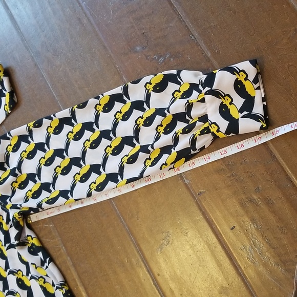 Alec Les Filles Womens Tucans Button Up Bow Tie Collar Blouse - Picture 7 of 9